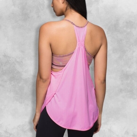 Lululemon Athletic Top Racerback Built-in Sports Bra Flowy Silhouette Pink W 4 - Picture 2 of 4